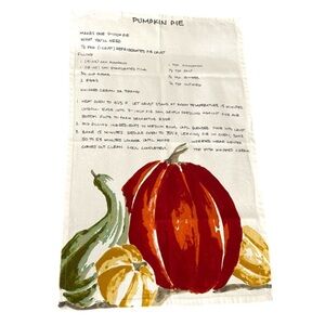 Threshold Kitchen Towel Pumpkin Pie Recipe 100% Cotton Unique Cream Orange